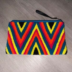 Vibrant Colorful Abstract Wristlet Clutch